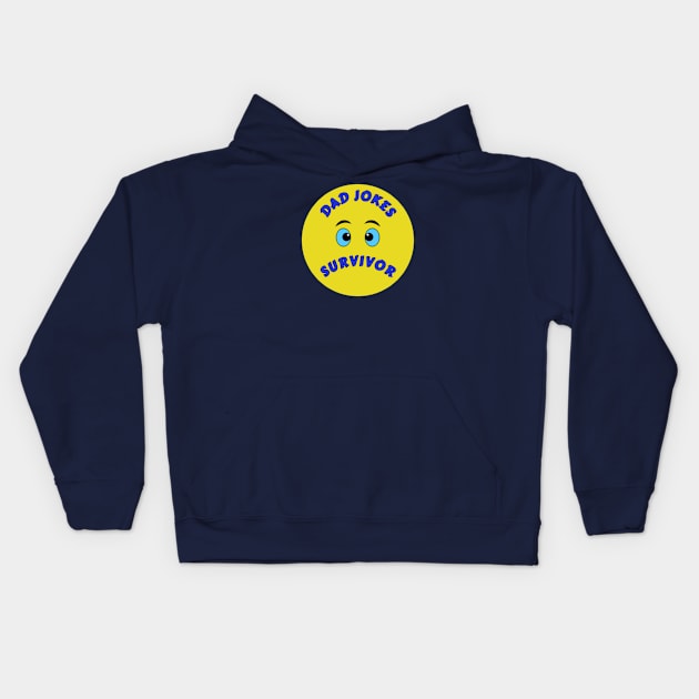 Dad Jokes Survivor Sad Emoji Humor InBlack Kids Hoodie by jr7 original designs